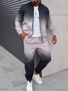 Manfinity Homme Nam Bóng Dây kéo Áo khoác & Quần - Xám - Xem 6