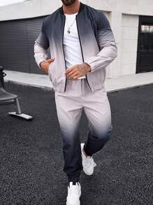 Manfinity Homme Nam Bóng Dây kéo Áo khoác & Quần - Xám - Xem 3