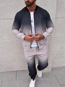 Manfinity Homme Nam Bóng Dây kéo Áo khoác & Quần - Xám - Xem 4