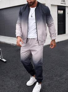 Manfinity Homme Nam Bóng Dây kéo Áo khoác & Quần - Xám - Xem 5
