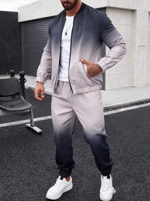 Manfinity Homme Nam Bóng Dây kéo Áo khoác & Quần - Xám - Xem 1