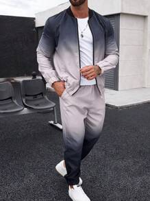 Manfinity Homme Nam Bóng Dây kéo Áo khoác & Quần - Xám - Xem 7