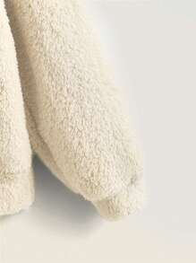 SHEIN EZwear 3D Ear Design Teddy Hoodie - Beige - View 5