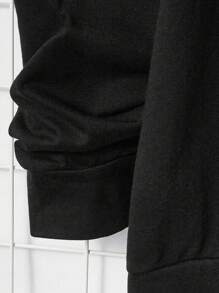 Manfinity EMRG 男士大码標語圖案抽繩連帽衫 - 黑色 - 查看 3