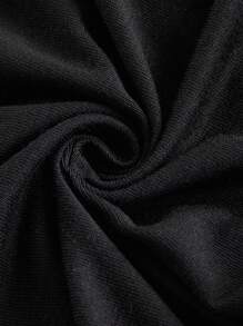 SHEIN ICON 星星和字母圖案短款上衣 - 黑色 - 查看 4