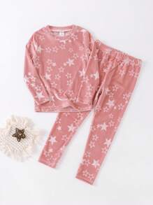 少女星星印花緊身睡衣套裝