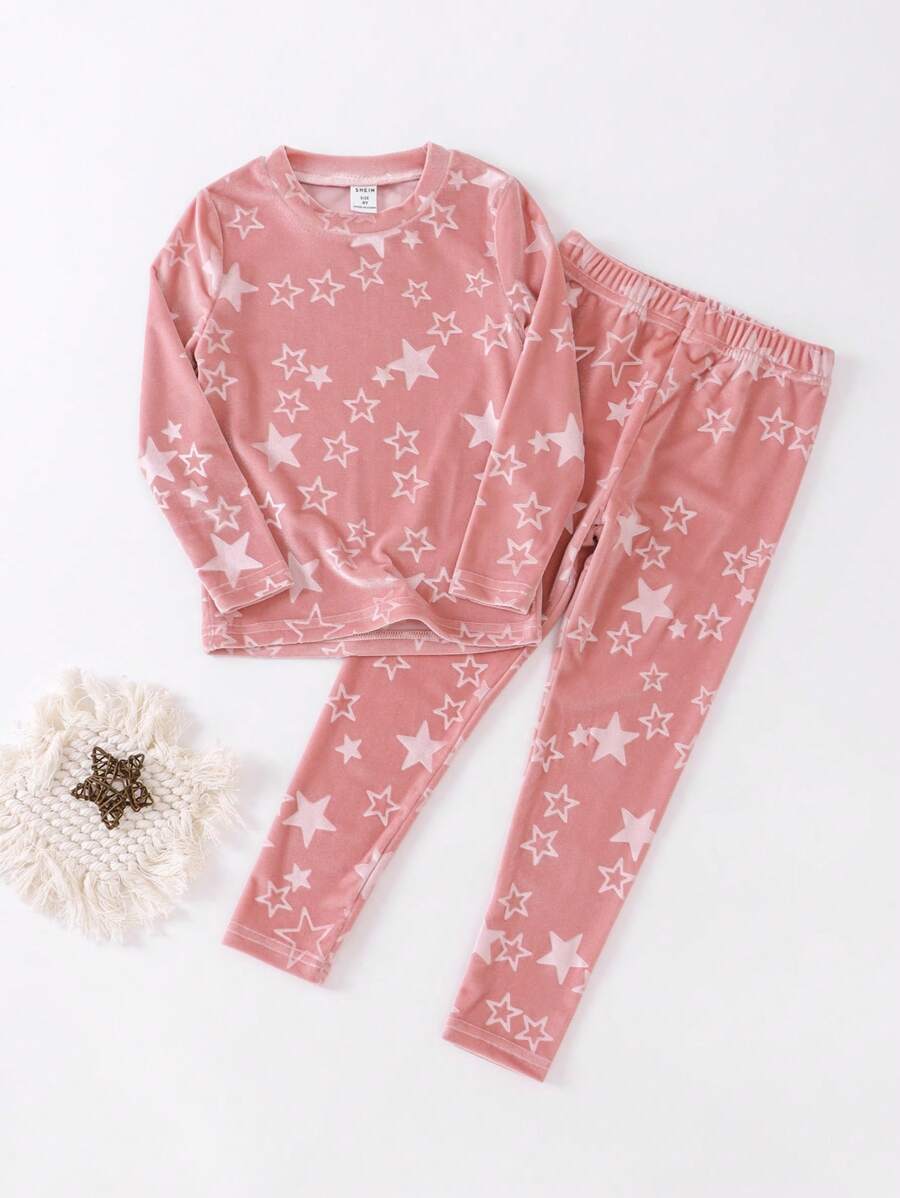 少女星星印花緊身睡衣套裝