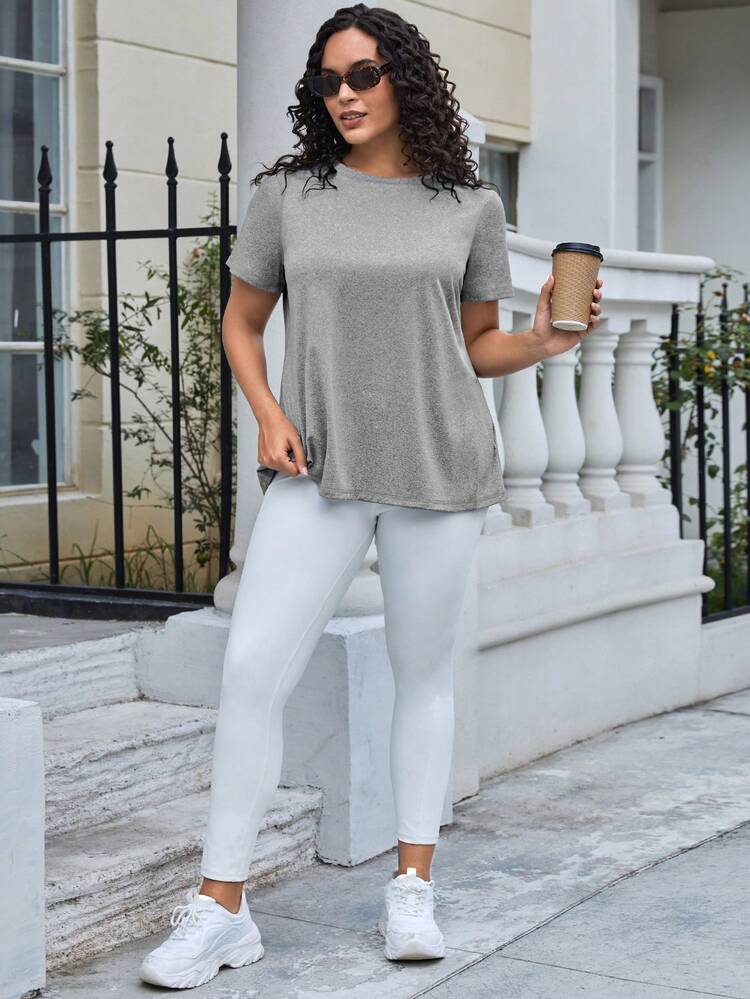 Easithlete Plus Slogan Graphic Sports Tee - Grey - View 4