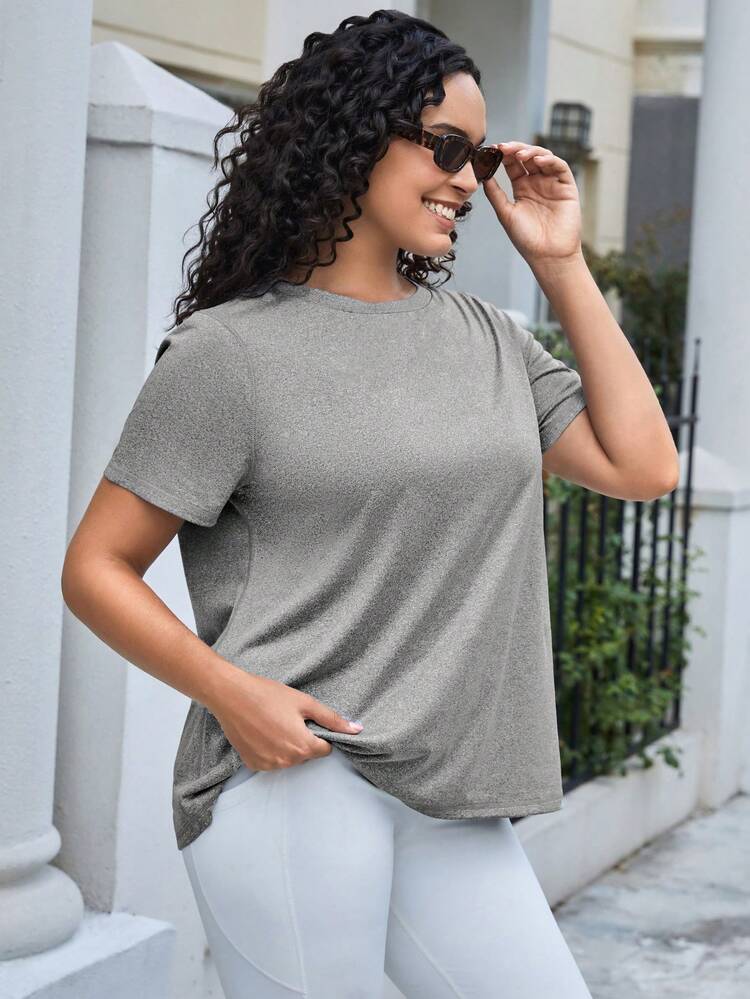 Easithlete Plus Slogan Graphic Sports Tee - Grey - View 5