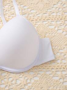 Casual Black And White Push Up Bra With Medium Stretch Plain Fabric Design - Black and White - View 4