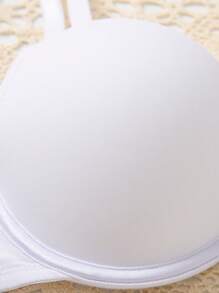 Casual Black And White Push Up Bra With Medium Stretch Plain Fabric Design - Black and White - View 5