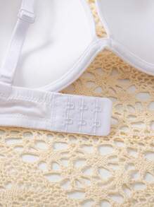 Casual Black And White Push Up Bra With Medium Stretch Plain Fabric Design - Black and White - View 7