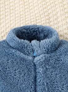 Đứa bé gái Túi Kép Tương phản ràng buộc Áo Teddy Jackets
   & Quần - Màu xanh bụi bặm - Xem 3