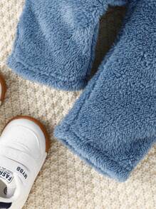 Đứa bé gái Túi Kép Tương phản ràng buộc Áo Teddy Jackets
   & Quần - Màu xanh bụi bặm - Xem 4