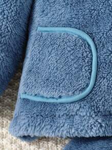 Đứa bé gái Túi Kép Tương phản ràng buộc Áo Teddy Jackets
   & Quần - Màu xanh bụi bặm - Xem 5
