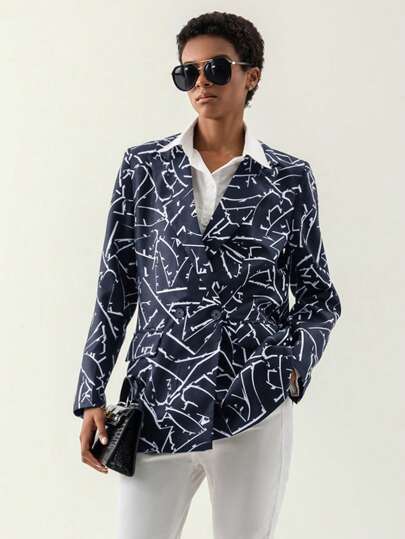 GENKIRA Blazer con estampado con botón