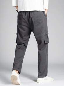 Manfinity Homme Men Flap Pocket Side Cargo Trousers - Dark Grey - View 2