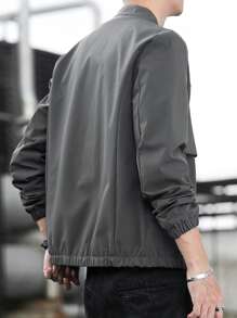 Áo khoác nam trơn, có khóa kéo, thoáng khí. - Xám - Xem 2