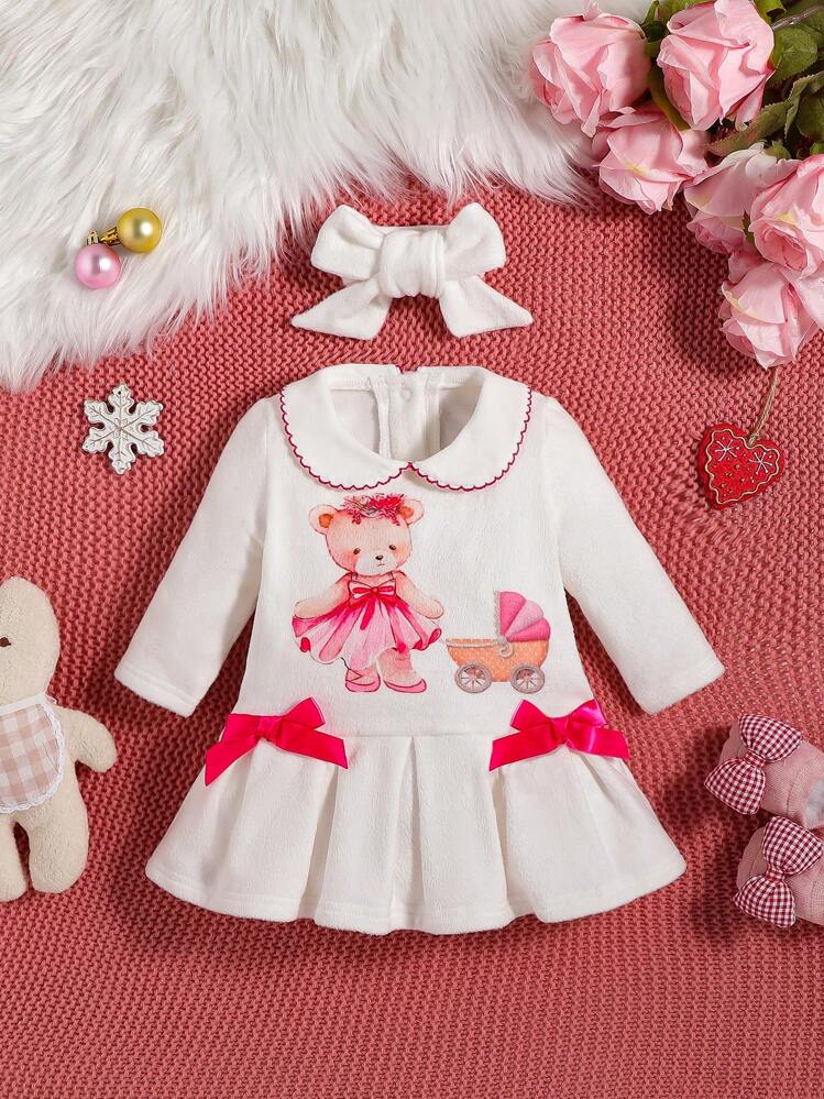 Babymeisjesoutfits met hartprint, korte mouwen, rok met bandjes, jurk