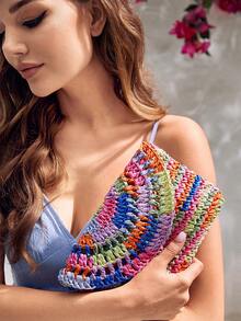 SHEIN VCAY 時尚隨機色草編包適合女士