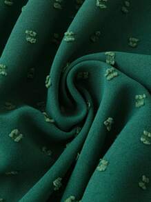 SHEIN LUNE Plus Swiss Dot Frill Trim Blouse - Dark Green - View 3