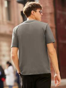 Men Slogan Graphic Tee - Dark Grey - View 2