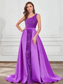 Một bờ vai Kim sa Ăn mặc trang trọng - Màu tím - Xem 1