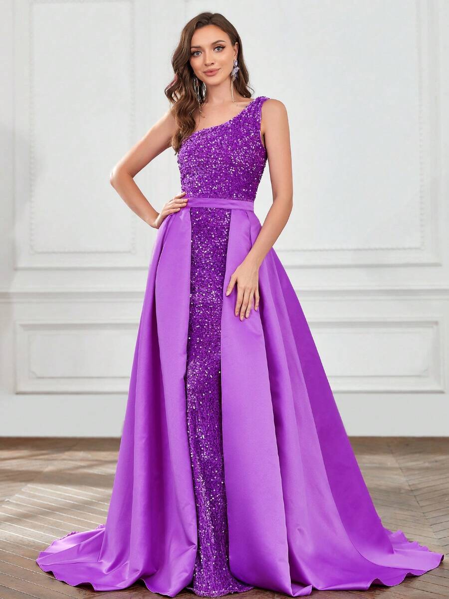 Một bờ vai Kim sa Ăn mặc trang trọng - Màu tím - Xem 1