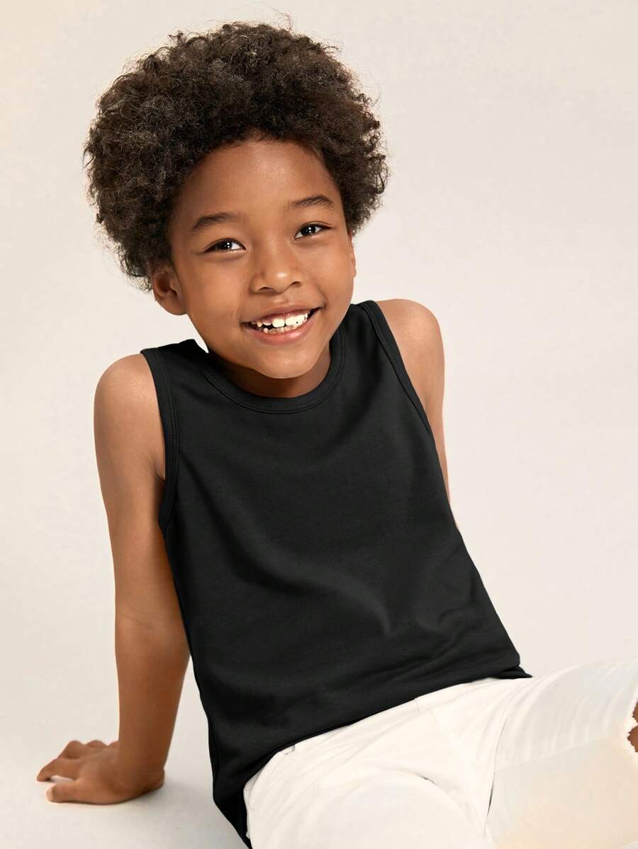 SHEIN Chicos Top tank unicolor - Negro - Ver 1