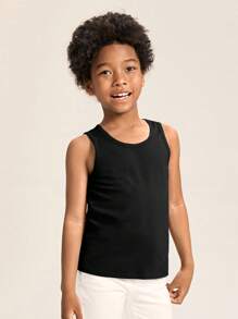 SHEIN Chicos Top tank unicolor - Negro - Ver 3