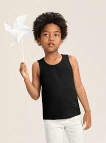 SHEIN Chicos Top tank unicolor - Negro - Ver 4