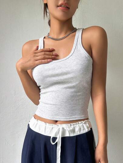 DAZY Solid Crop Tank Top