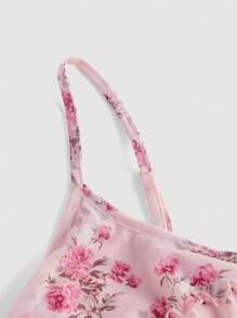 SHEIN MOD Váy hai dây xếp nếp họa tiết hoa toàn thân viền đuôi cá - Nhiều màu - Xem 3