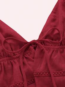 SHEIN ICON Top de tirantes crop con cordón delantero peplum - Burdeos - Ver 5