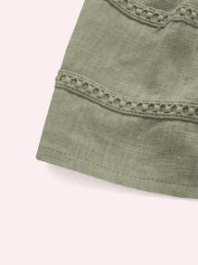 SHEIN ICON Solid Tie Front Cami Top - Army Green - View 3