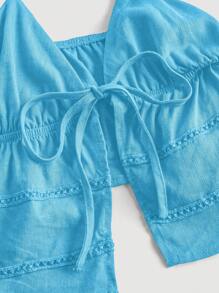 SHEIN ICON Tie Front Cami Top - Mint Blue - View 3