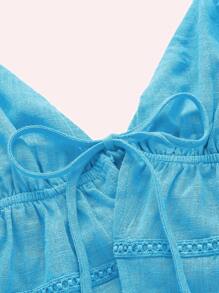 SHEIN ICON Tie Front Cami Top - Mint Blue - View 5