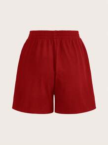 SHEIN EZwear Plus Side Striped Track Shorts, Summer - Red - View 2