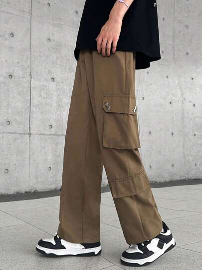 Claim Dot 男士側翻蓋口袋工裝褲不附腰帶