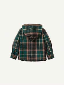 Cozy Pixies Baby Boy Plaid Print Hooded Jacket & Trousers & Tee - Multicolor - View 2