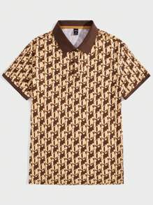 Manfinity AFTRDRK Men Allover Print Contrast Collar Polo Shirt - Multicolor - View 1