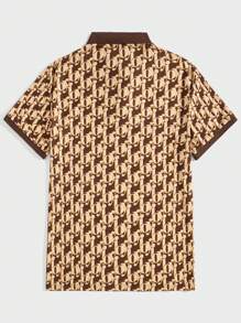 Manfinity AFTRDRK Men Allover Print Contrast Collar Polo Shirt - Multicolor - View 2