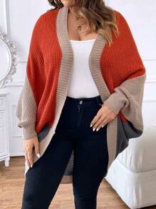 SHEIN LUNE Áo len cardigan tay cánh dơi màu khối cỡ lớn - Nhiều màu - Xem 3