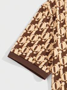 Manfinity AFTRDRK Men Allover Print Contrast Collar Polo Shirt - Multicolor - View 3