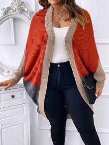 SHEIN LUNE Áo len cardigan tay cánh dơi màu khối cỡ lớn - Nhiều màu - Xem 4