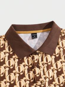 Manfinity AFTRDRK Men Allover Print Contrast Collar Polo Shirt - Multicolor - View 4