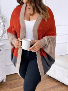 SHEIN LUNE Áo len cardigan tay cánh dơi màu khối cỡ lớn - Nhiều màu - Xem 5