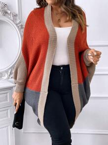 SHEIN LUNE Áo len cardigan tay cánh dơi màu khối cỡ lớn - Nhiều màu - Xem 6