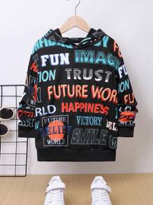 SHEIN Tween Boy Letter Graphic Drop Shoulder Sweatshirt - Multicolor - View 1
