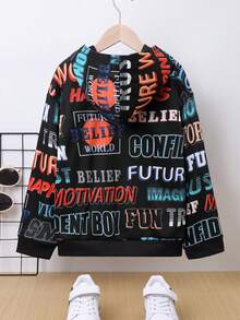 SHEIN Tween Boy Letter Graphic Drop Shoulder Sweatshirt - Multicolor - View 2